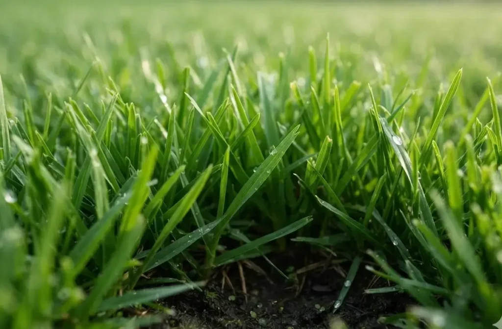 Close-up of healthy Bermuda grass on a maintained North Texas lawn